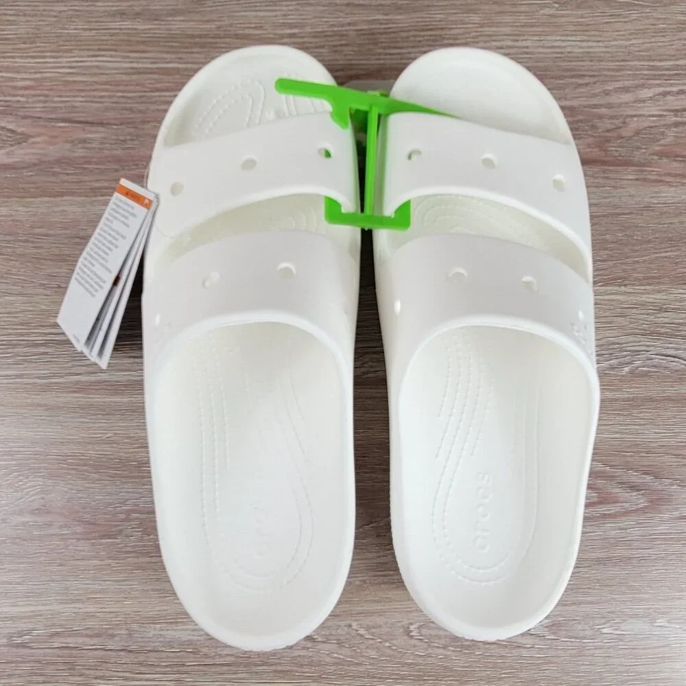 NEW Crocs Classic V2 Slides Sandals Men's Size 13 All White Comfort Water Shoes - Picture 3 of 7